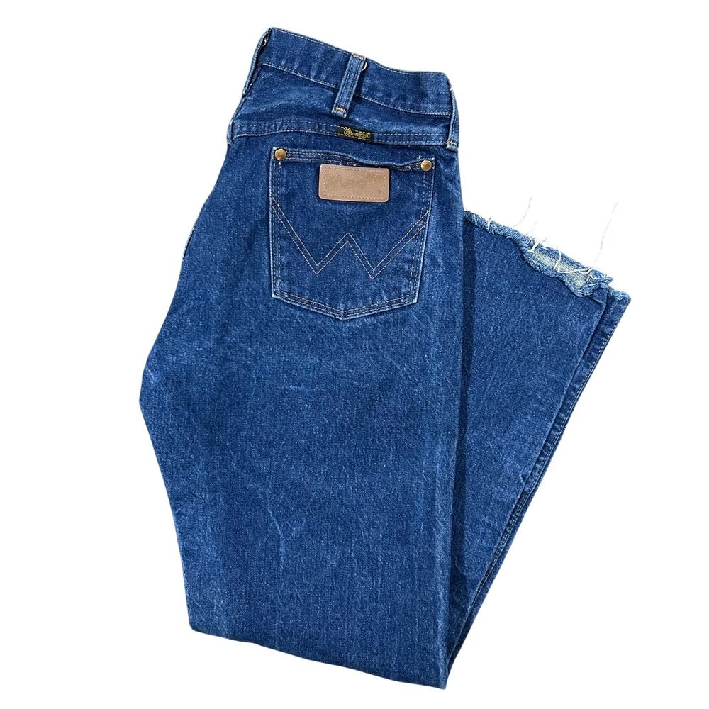 Vintage 80s Wrangler Cowboy Cut Jeans 32x29 13MWZ Made In USA Western Blue Denim
